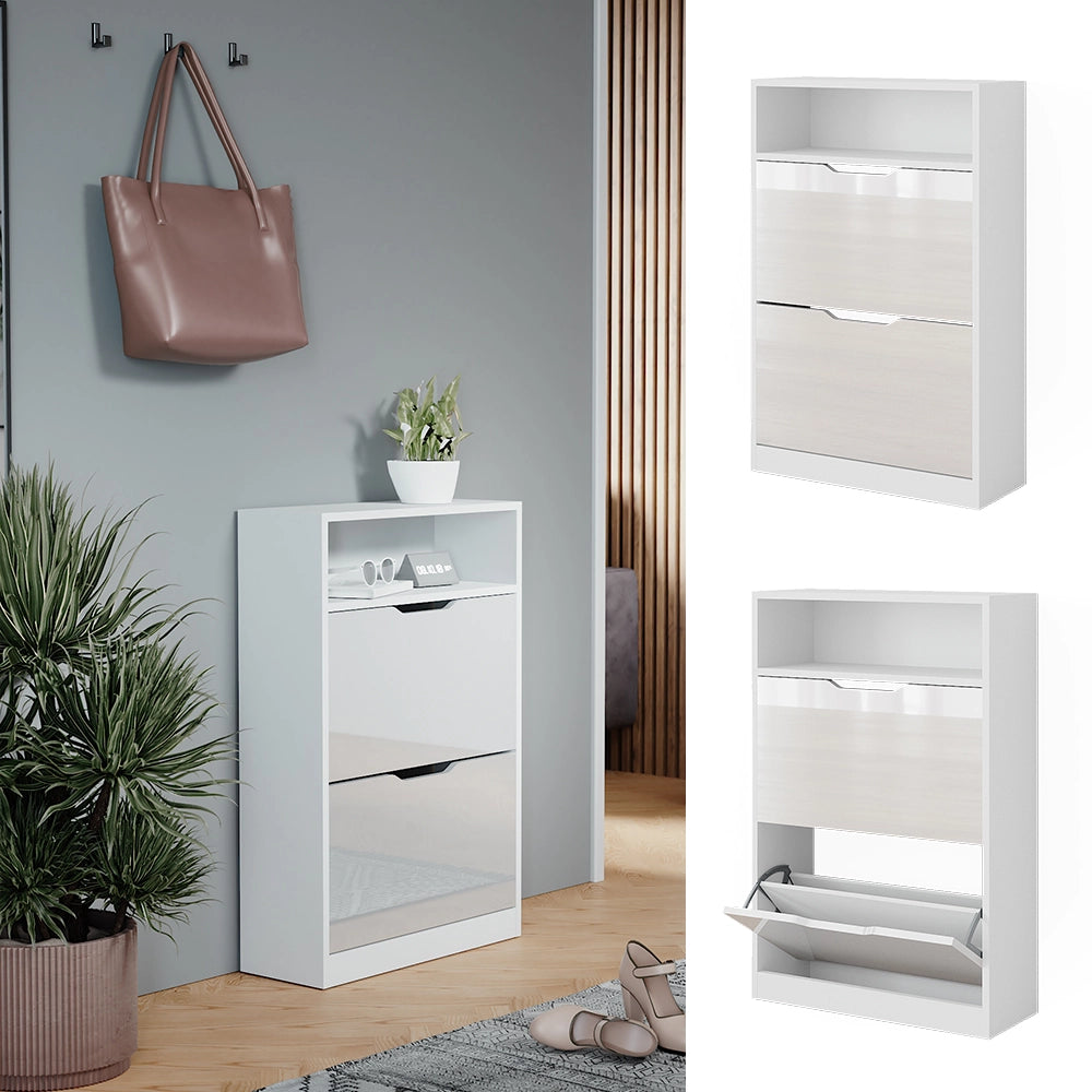 Vicco Scarpiera Bianco lucido 22 x 89.5 cm con 2 scomparti