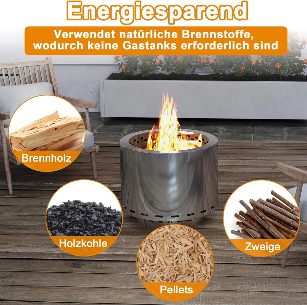 Fornello da campeggio a legna in acciaio inox Φ49 cm Solo Stove Campeggio Fornello da campeggio con custodia, grande braciere per campeggio, picnic, backpacking