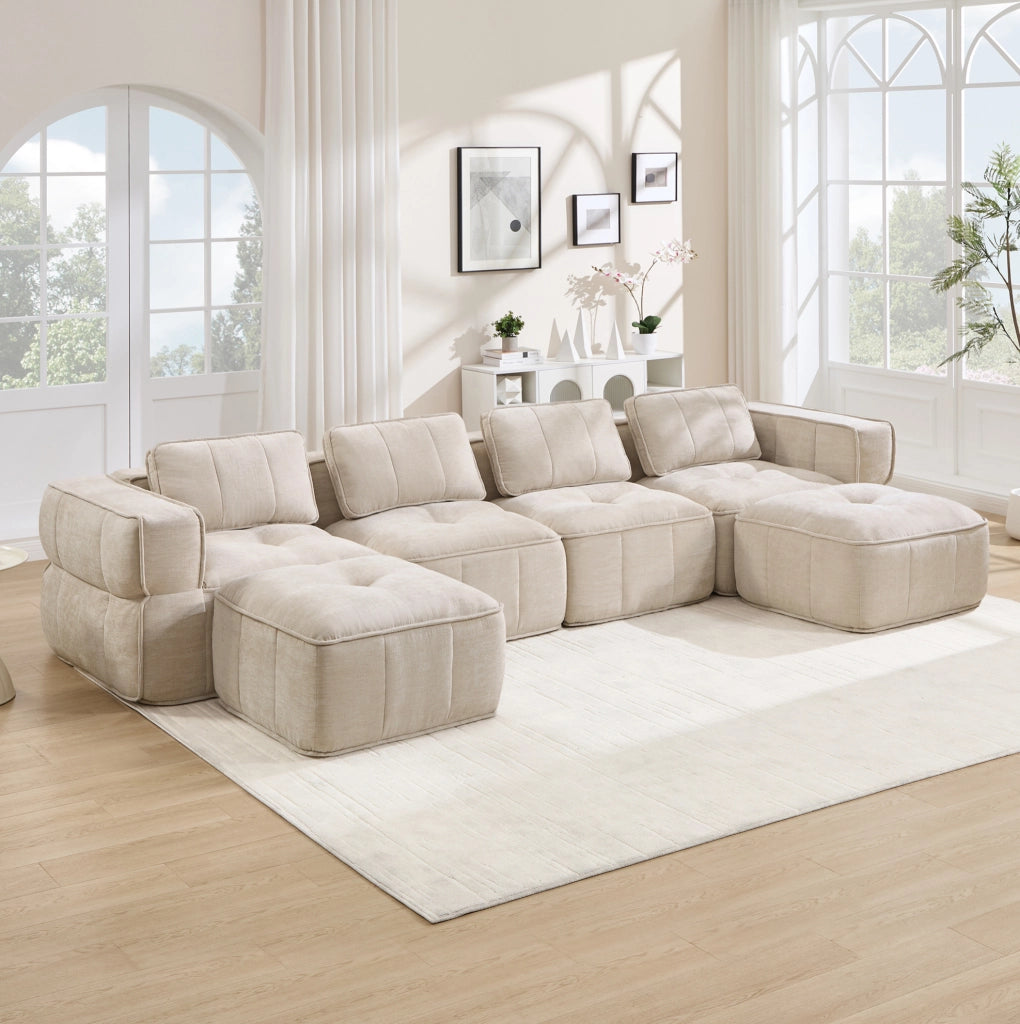Divano modulare senza struttura 344 x 162 x 67 cm in poliestere beige