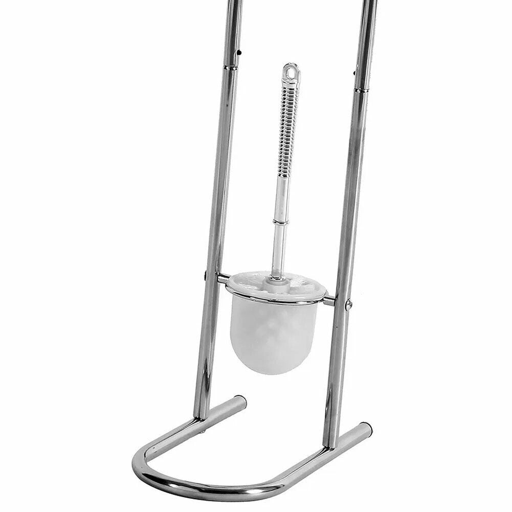 Portarotolo Con Scopino e Portascopino Accessori Bagno In Metallo Silver 79cm