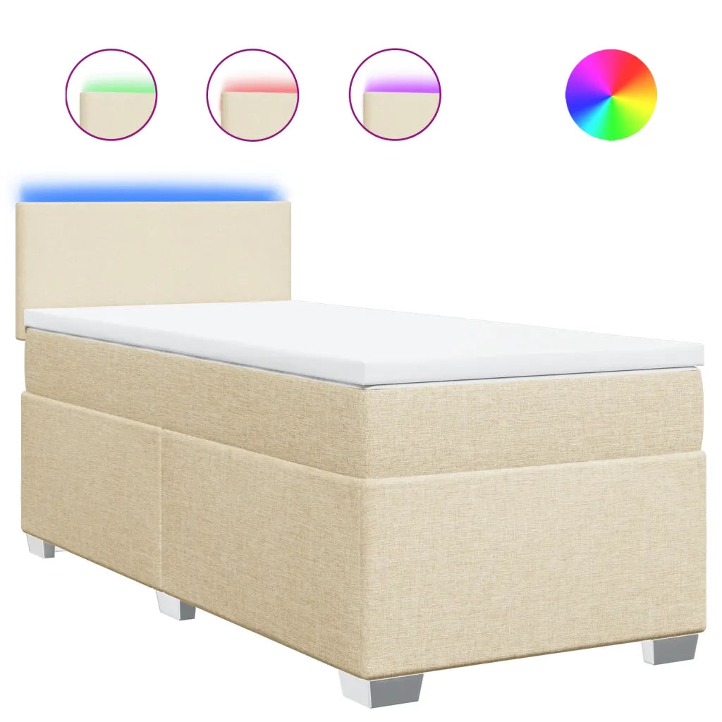 Giroletto a Molle con Materasso Crema 90x190 cm in Tessuto