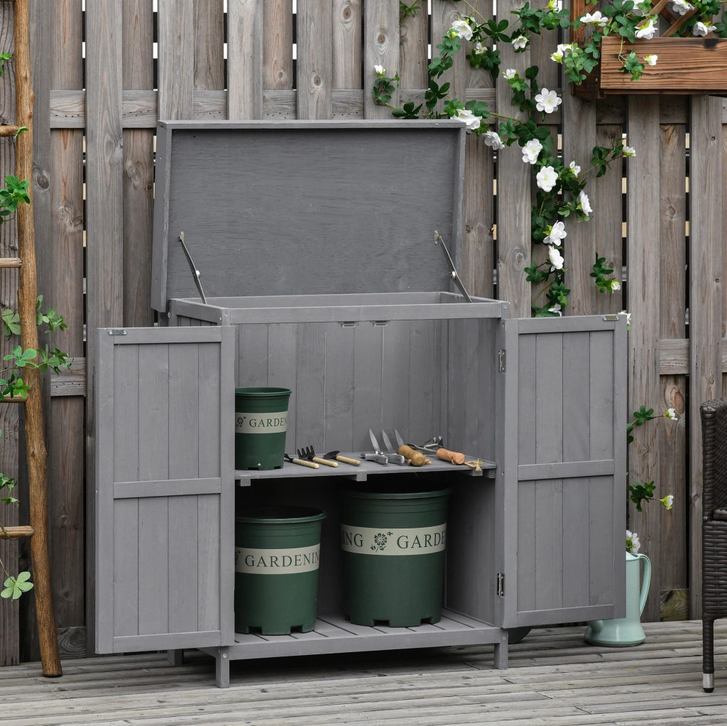 Armadio da giardino in legno con 3 ripiani e ante a lamelle; 87 x 46;5 x 160 cm; naturale