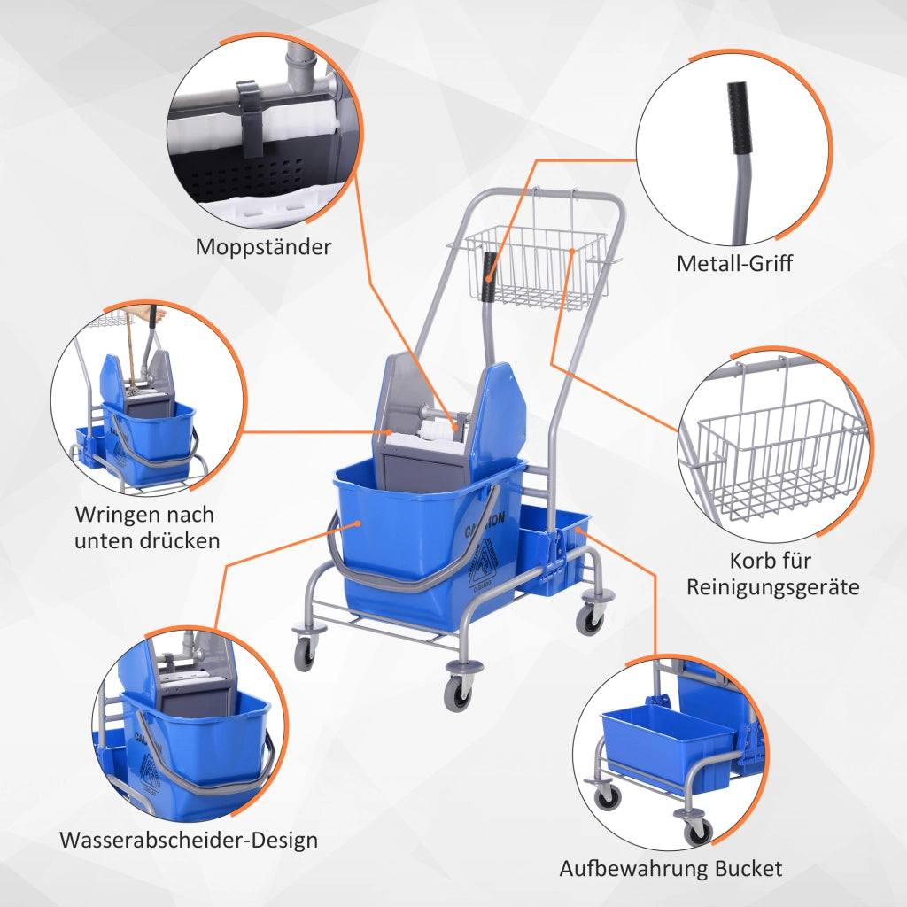 Carrello per Pulizia con Secchio ¨C Minimal ¨C Blu, Plastica, 25 L