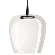 Zafferano Lampada a sospensione Bilia 230V LED 8W in vetro borosilicato soffiato a bocca con diffusore a campana d.27cm finitura Nero Trasparente
