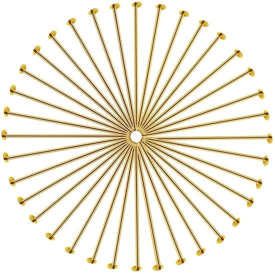 Punti di Saldatura a Testa Piana - 200 pezzi - Acciaio Inossidabile - Spilli a Testa Piana in Oro - Accessori per Lavorazione di Gioielli - Accessori per Artigianato