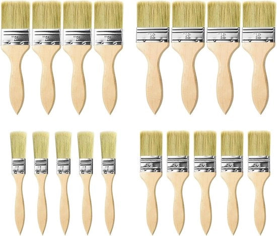 Set di pennelli a vernice a 32 pezzi con manico in legno per uso professionale - pennelli a vernice angolari per vernice per pareti e armadi - inclusi set di pennelli a 1, 1,5, 2, 2,5 pollici.