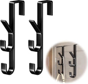 Set di Haken per Porta da 2 - Maniglione per Porta - Haken per Abbigliamento - Nero - Senza Trapano - Diametro Porta 3-41 cm - Jashouder