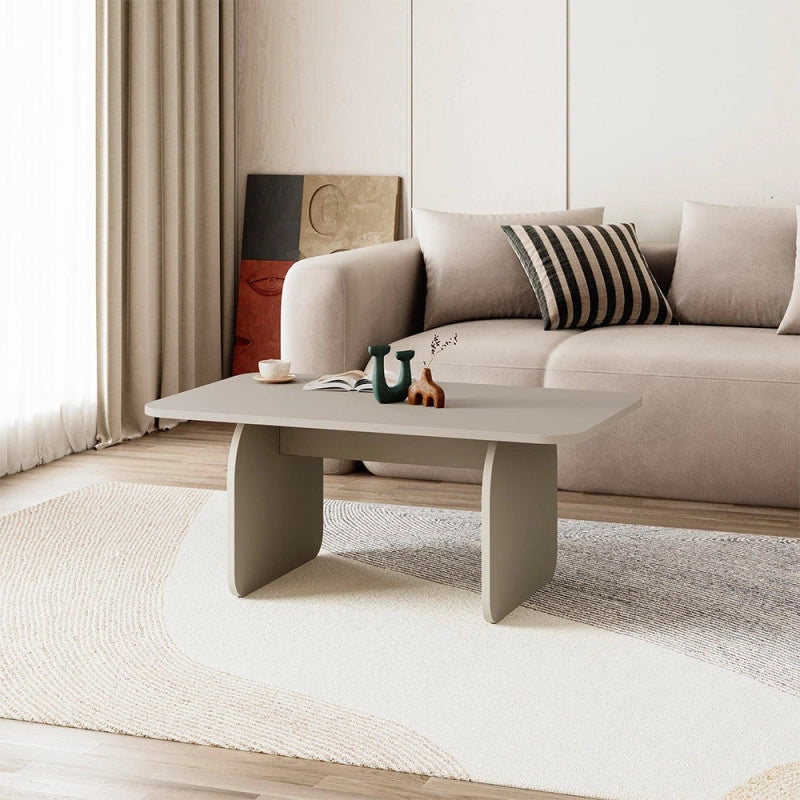 Tavolino da salotto Pietra con gambe a pannello piatto in colore cashmere