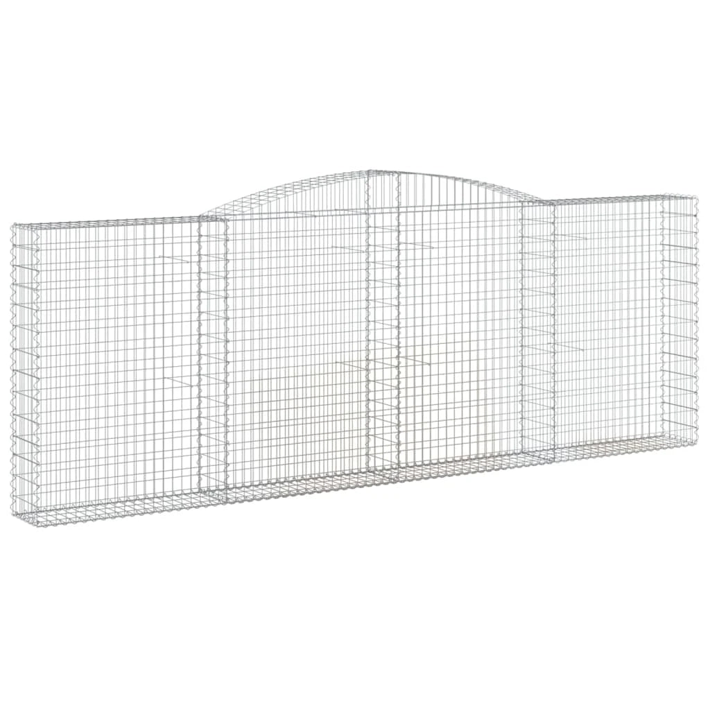 Gabbione recinto a gabbia muro di contenimento ad arco 400 x 30 x 140/160 cm ferro zincato argento 02_0040072
