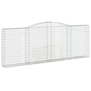 Gabbione recinto a gabbia muro di contenimento ad arco 400 x 30 x 140/160 cm ferro zincato argento 02_0040072