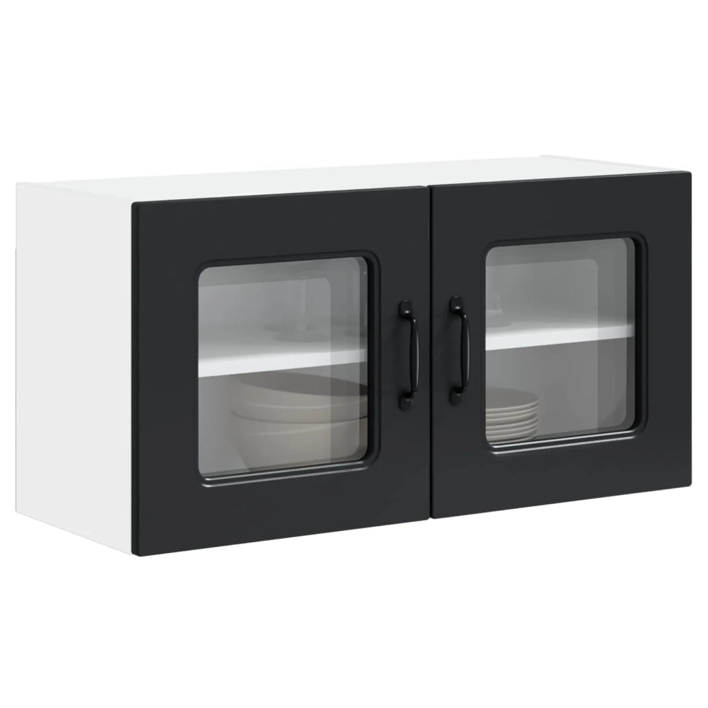 Mobile da cucina rettangolare con ampio spazio contenitivo 80 x 31 x 40 cm realizzato in legno composito nero 02_0053624