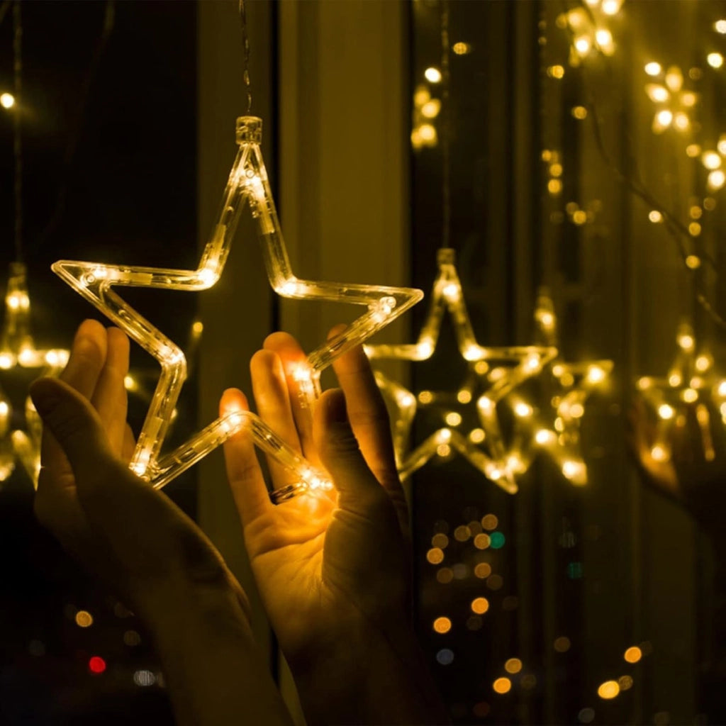 CATENA LUMINOSA STELLA LUCE BIANCO CALDO STELLE LUCI LED NATALE FESTE ADDOBBI