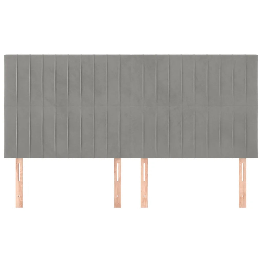 Testiera-Testata Decorativa Grigio Chiaro 200x5x118/128 cm Velluto 727528