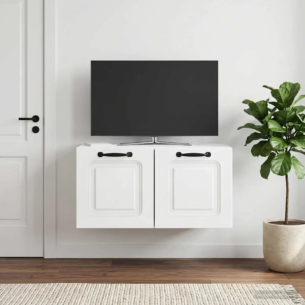 Mobile Porta TV da Muro Bianco Lucido 59,5 x 41 x 30 cm 899359