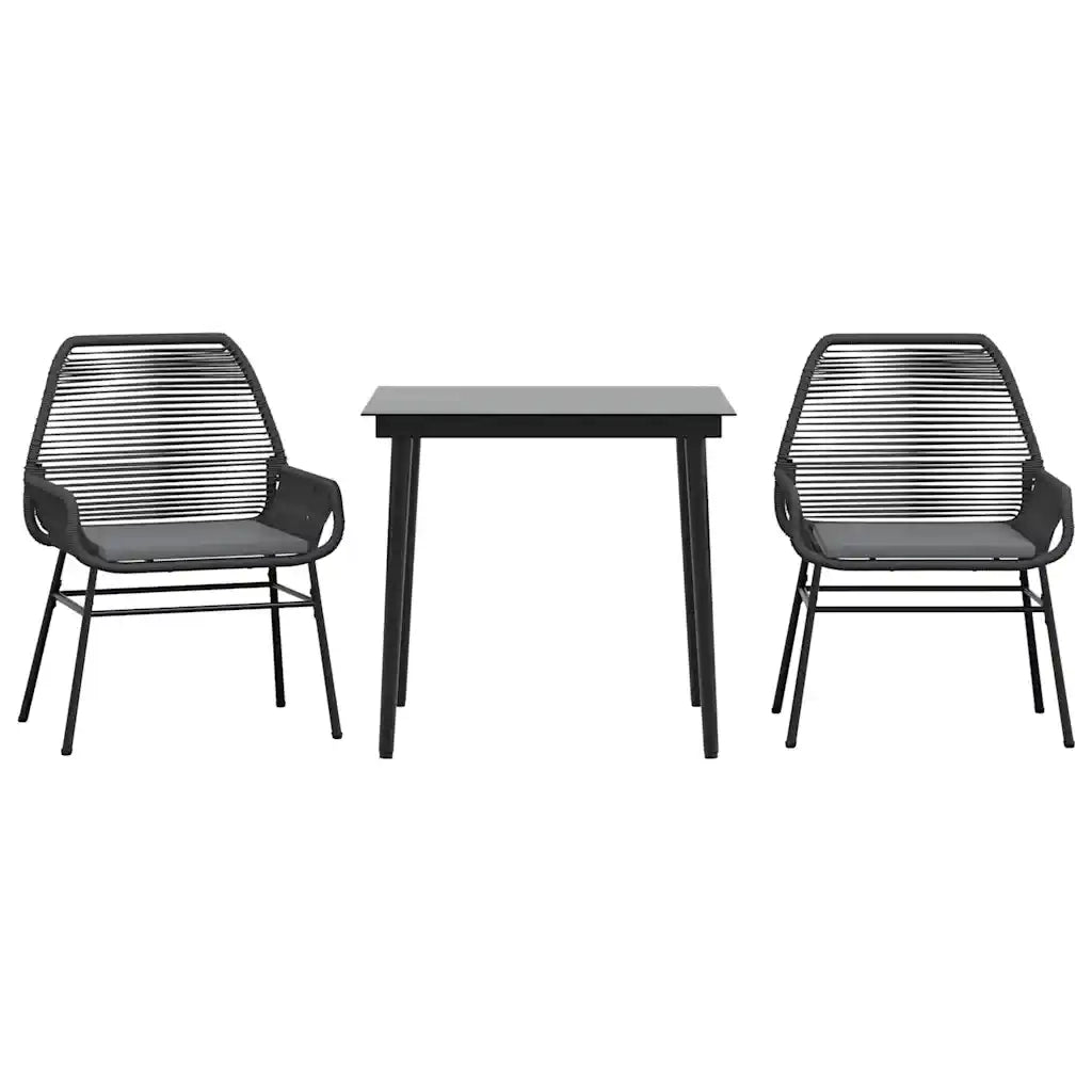 Set da Pranzo da Giardino 3 pz | Set Salotto da Giardino con Cuscini Polyrattan Vetro