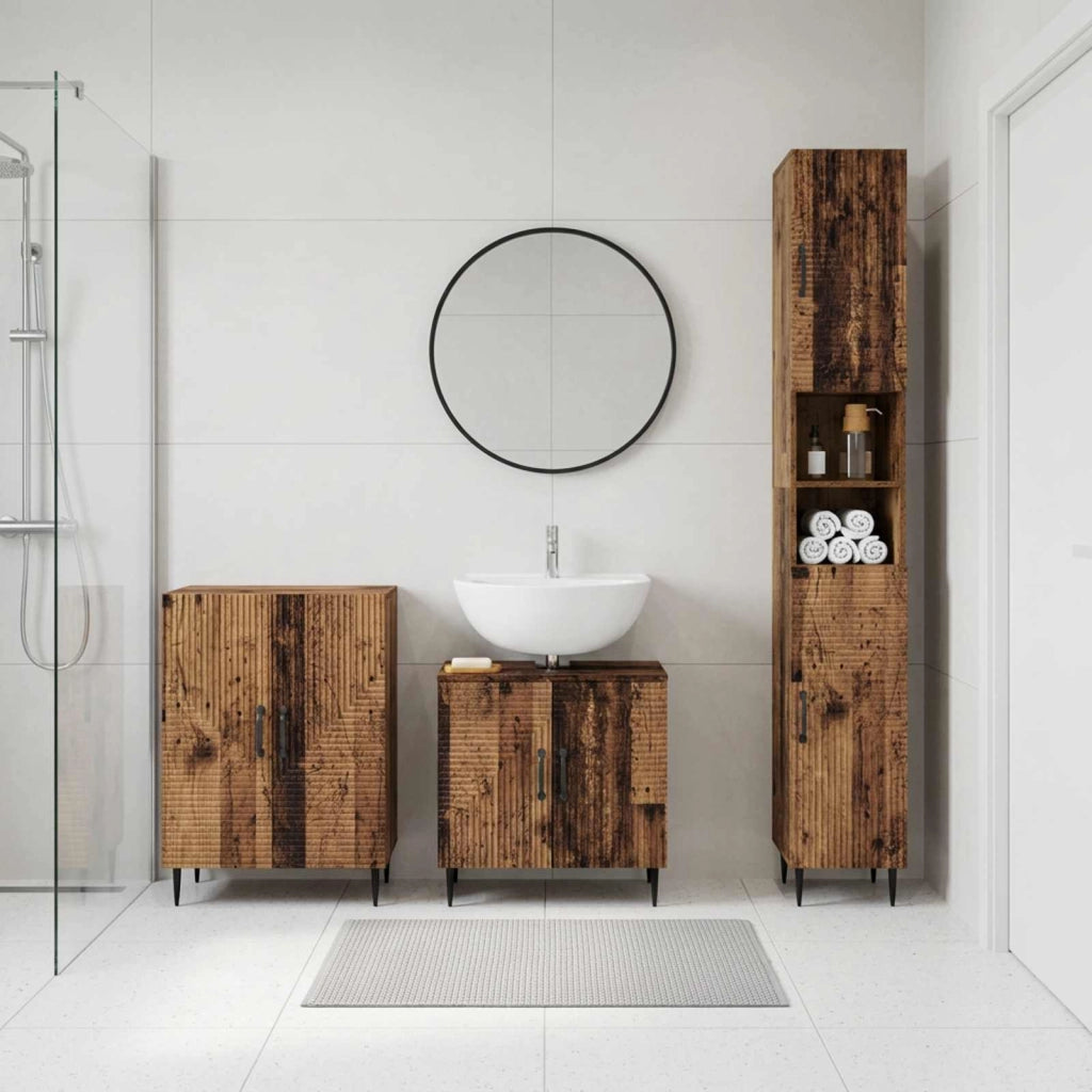 Set di armadietti da bagno in 3 pezzi HAARLEM Legno antico 3417457