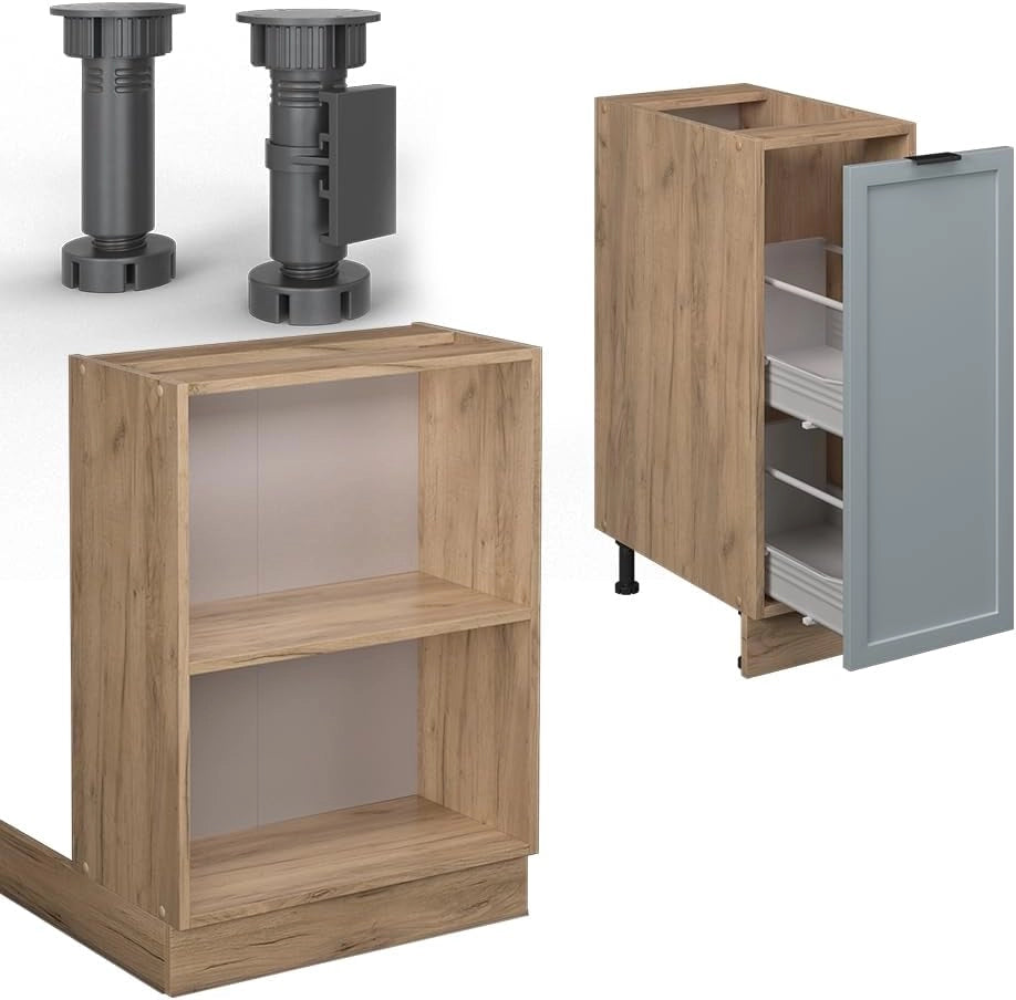Isola cucina Fame-Line, Blu-grigio chiaro, 90 cm con cassetto, senza piano di lavoro