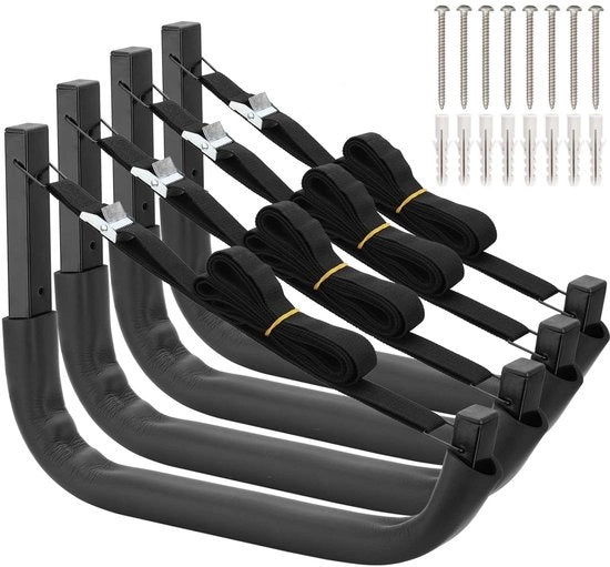 Ferramenta di sollevamento per garage - 68 kg di capacità di sollevamento - set da 4 pezzi - nero - acciaio