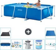 Piscina in Rete Reclinata - 260 x 160 x 65 cm - Blu - Inclusa Copertura - Kit di Manutenzione - Pompa di Circuito - Filtro - Kit di Pulizia - Matrice Solare - Tessere per Piscina