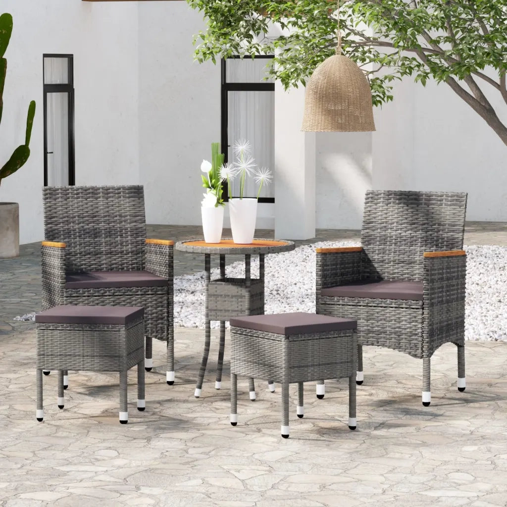 Set Divani da Giardino 5 pz | Set Salotto da Giardino in Polyrattan Grigio