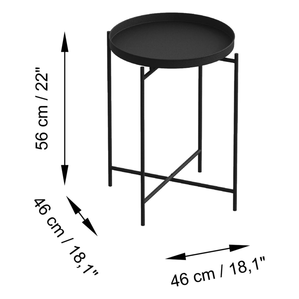 Fiave, Tavolino da Salotto Forma Rotondo, 46x46x56h cm Nero