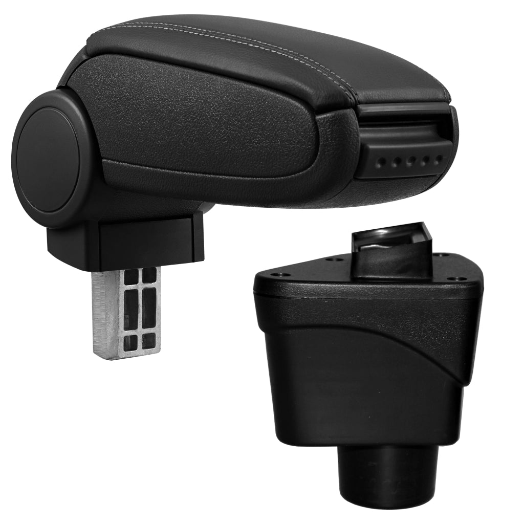 [pro.tec] Bracciolo centrale per Ford EcoSport II (2012-2018) - Rivestimento in similpelle nero con cuciture nere - con vano portaoggetti