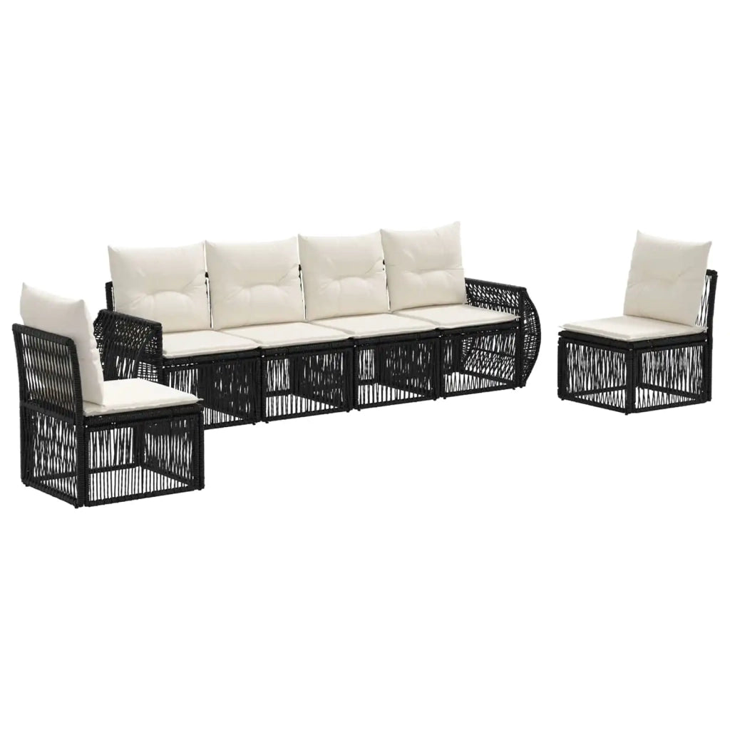 Set Divano da Giardino 6 pcs Nero e Bianco Crema polyrattan 3435379