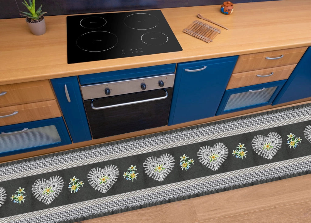 Tappeto Passatoia Cucina Antiscivolo Sottolavello Digitale Disegni Natalizi - 50x115 - Cuore Alpino