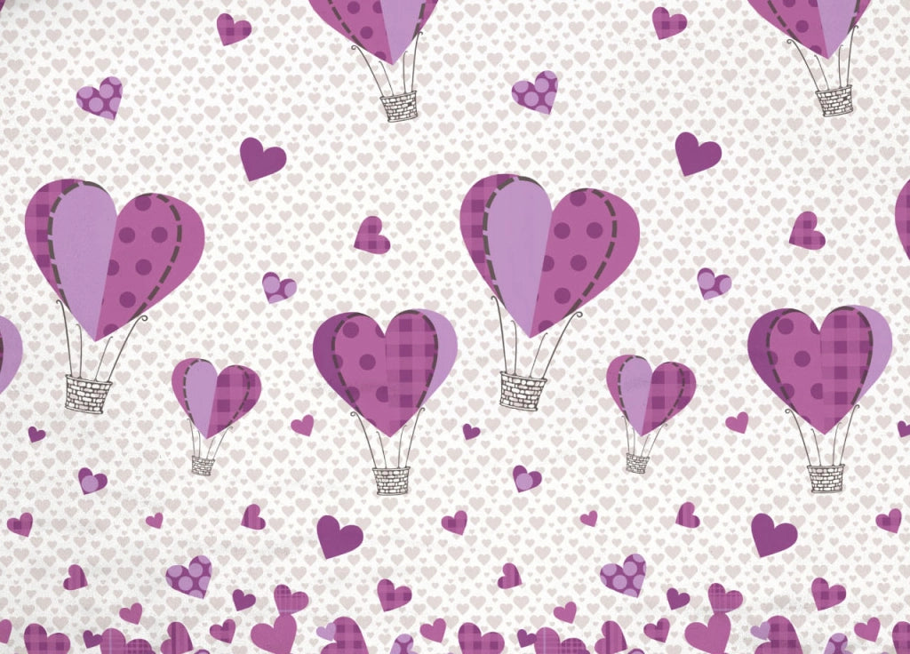 Copripiumino Sacco Piumone Pensieri Delicati Cotone Disegno Mongolfiera - Singolo - Lilla