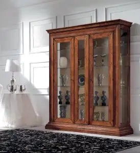 Vetrina in legno arte povera noce Bassano 2 ante vetro