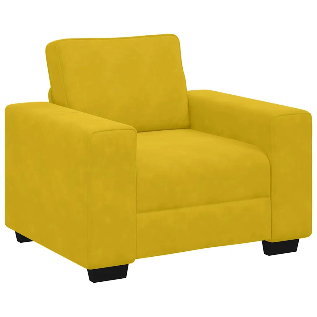 Set di Divani 3 pz con Cuscini giallo in Velluto