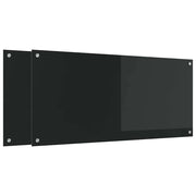 Set di 2 paraschizzi moderni per cucina neri 110 x 50 cm resistenti al calore design elegante realizzati in vetro temperato nero 02_0056266
