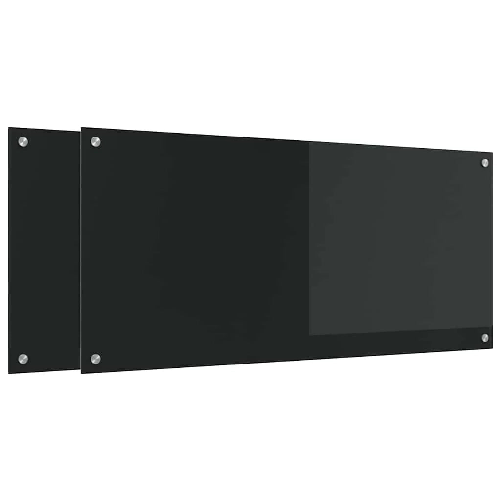 Set di 2 paraschizzi moderni per cucina neri 110 x 50 cm resistenti al calore design elegante realizzati in vetro temperato nero 02_0056266