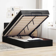 Pouf Letto con Materasso e LED Nero 120x190 cm in Tessuto 3312293
