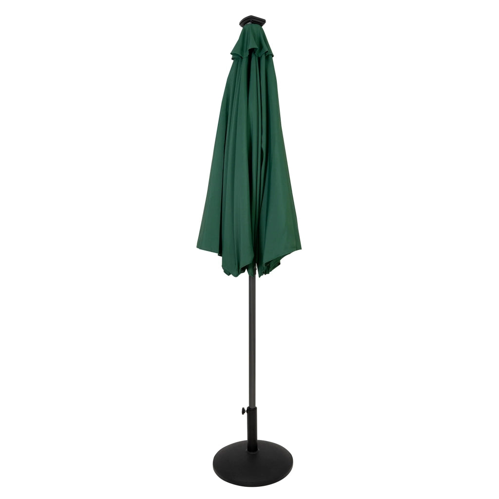 Ombrellone LED Inclinabile 2,7m Verde con Base e Luci Solari