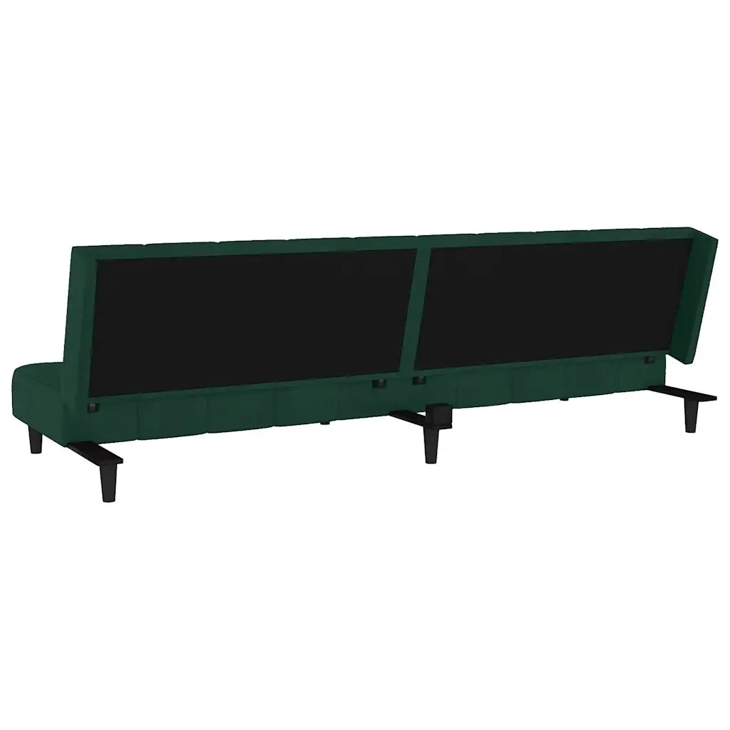 Divano Letto a 2 Posti Verde Scuro in Velluto 375765