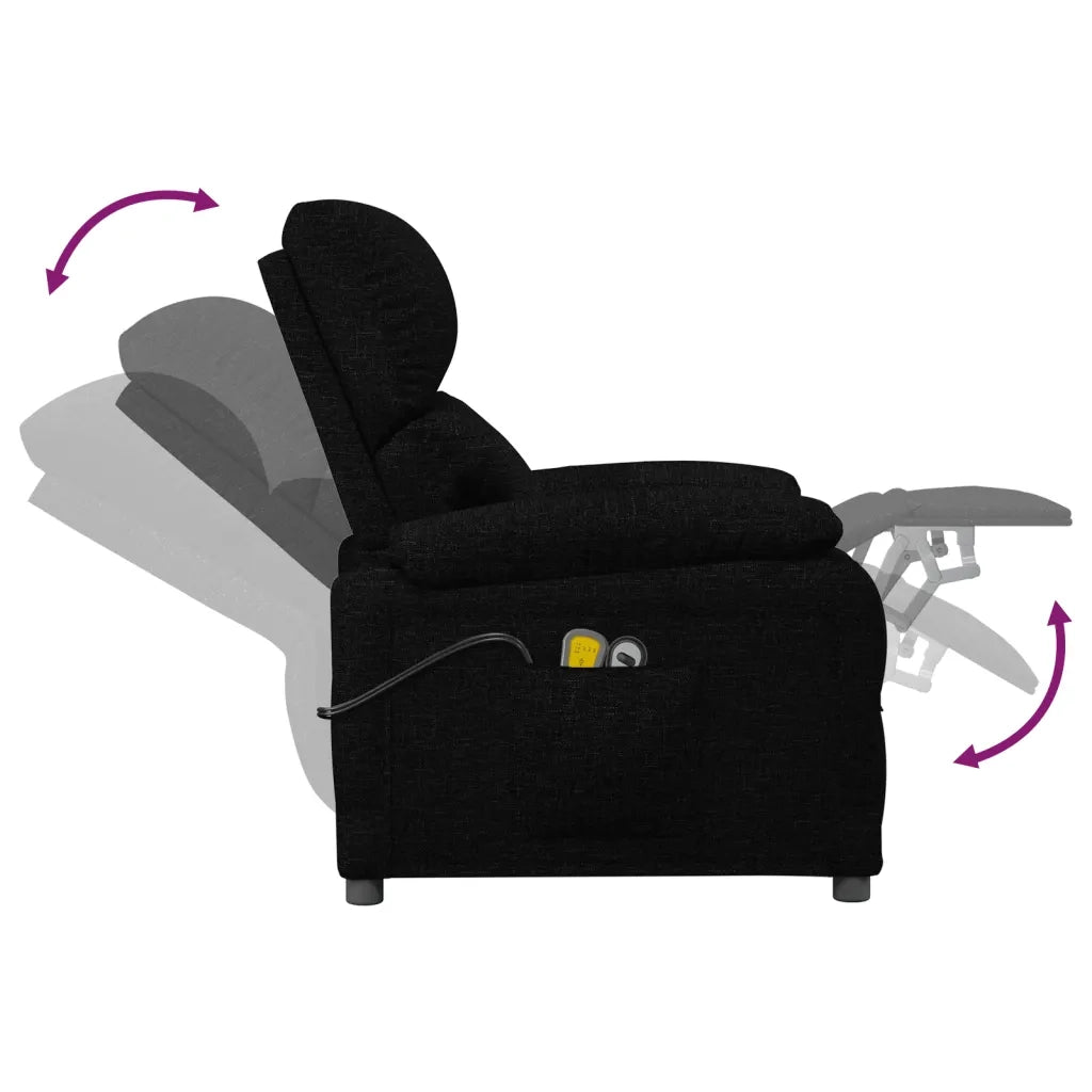 Poltrona Massaggiante | Sedia Relax Elettrica Nera in Tessuto