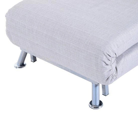 Poltrona Letto in Ferro e Cotone con Cuscino a Righe Grigio,75x70x75 cm