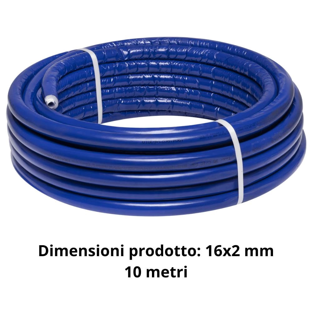 Tubo multistrato blu per riscaldamento e sanitario *** diametro 16 millimetri, lunghezza metri 10, confezione 1