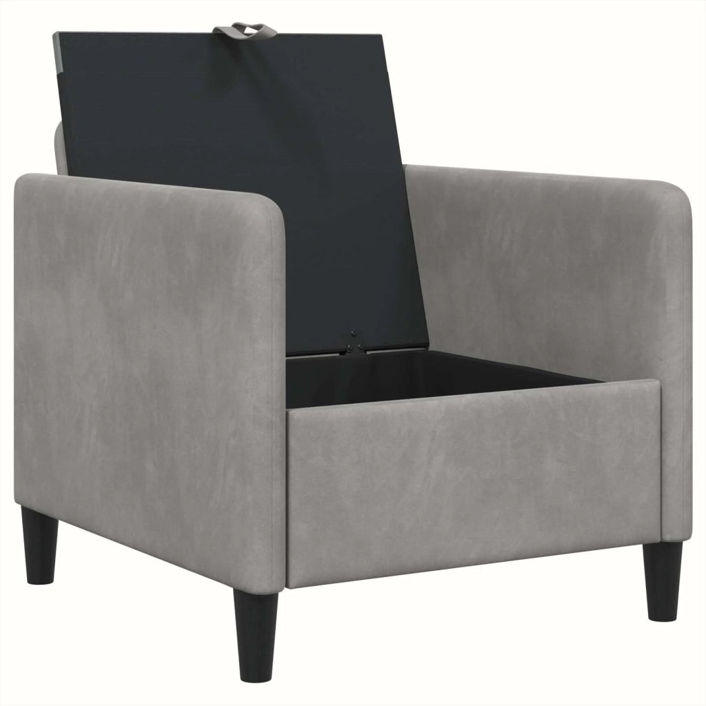 Divano con Storage Grigio Chiaro 72 x 78 x 87 cm Poliestere 42036877