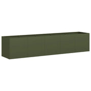 Fioriera | Cassetta per fiori | Vaso Verde Oliva 200x40x40 cm in Acciaio Laminato a Freddo
