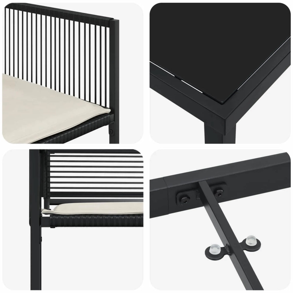 Set da Pranzo per Giardino 5 pcs Nero polyrattan 3448896