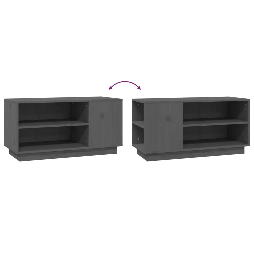 Mobile Porta TV Grigio 80x35x40,5 cm in Legno Massello di Pino cod mxl 26335