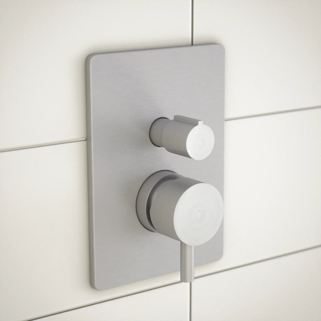 Sistema doccia 2 vie, soffione d=250 e doccino nickel spazzolato | Katharine