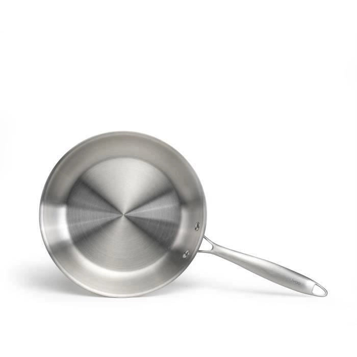 Brigade - Padella in acciaio inox 24 cm - LIVOO - MEP158 - Triplo strato in acciaio inox - Adatta a tutti i piani cottura, anche a induzione - Prodotto in Francia