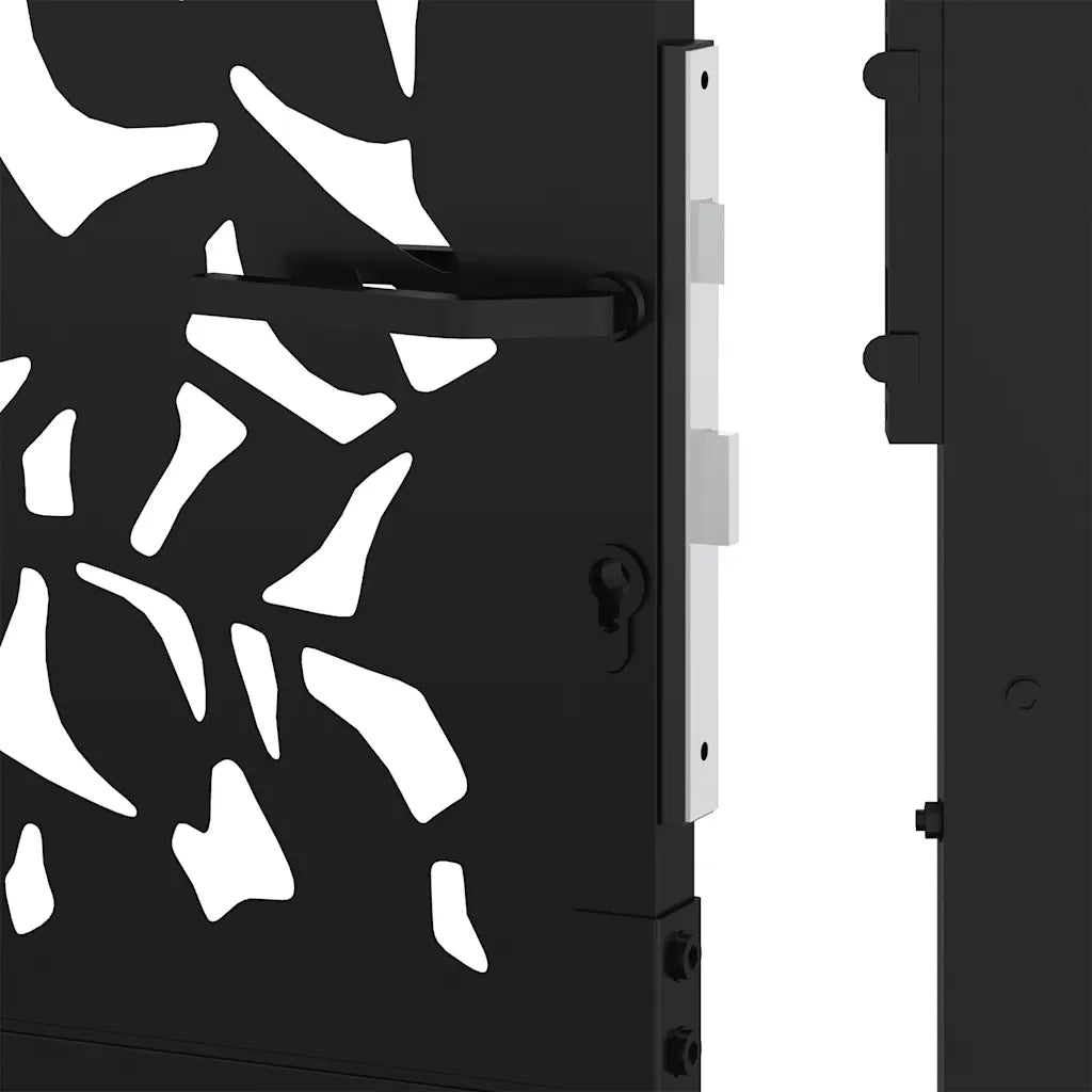Cancello da giardino nero 100x100 cm in acciaio con design a foglia 4100959