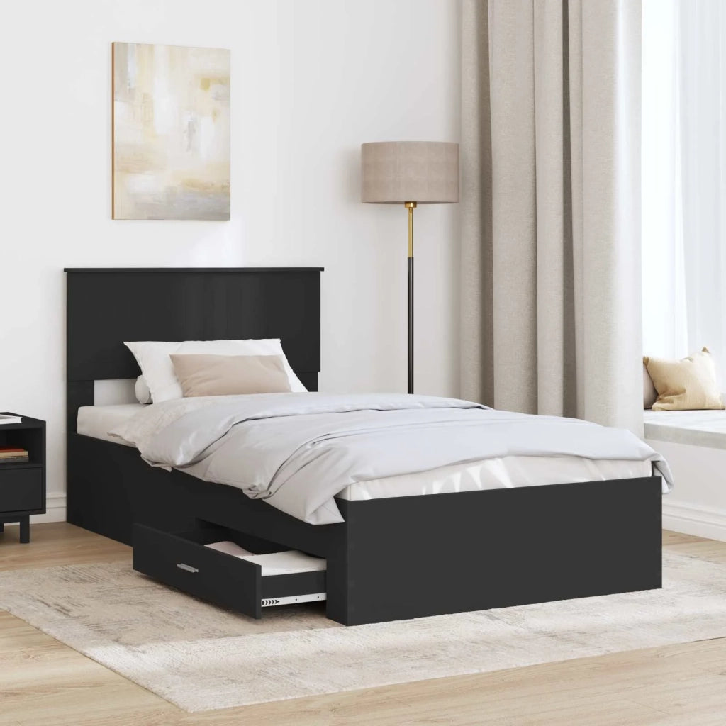 Struttura del letto con testiera Nero e Argento 100 x 200 cm 3410932