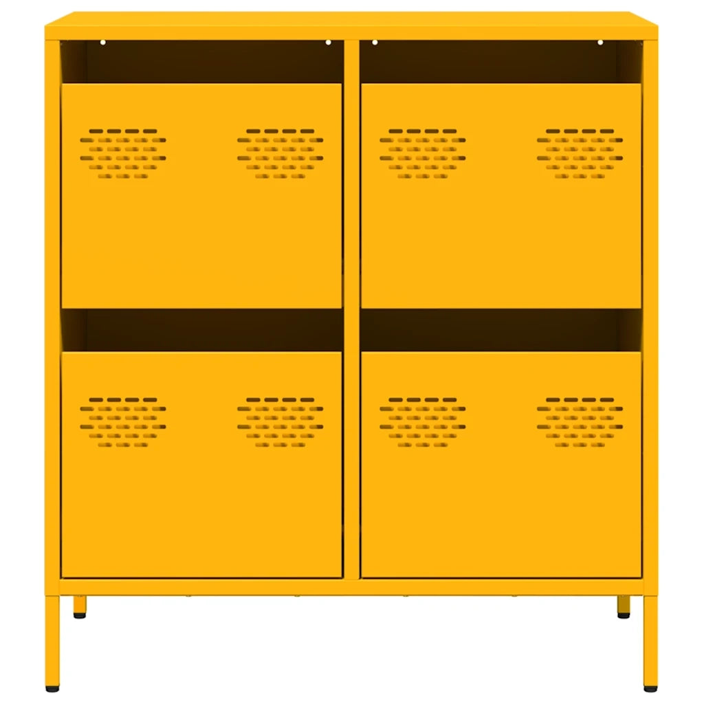 Credenza Giallo Senape 68x39x73,5 cm Acciaio Laminato a Freddo