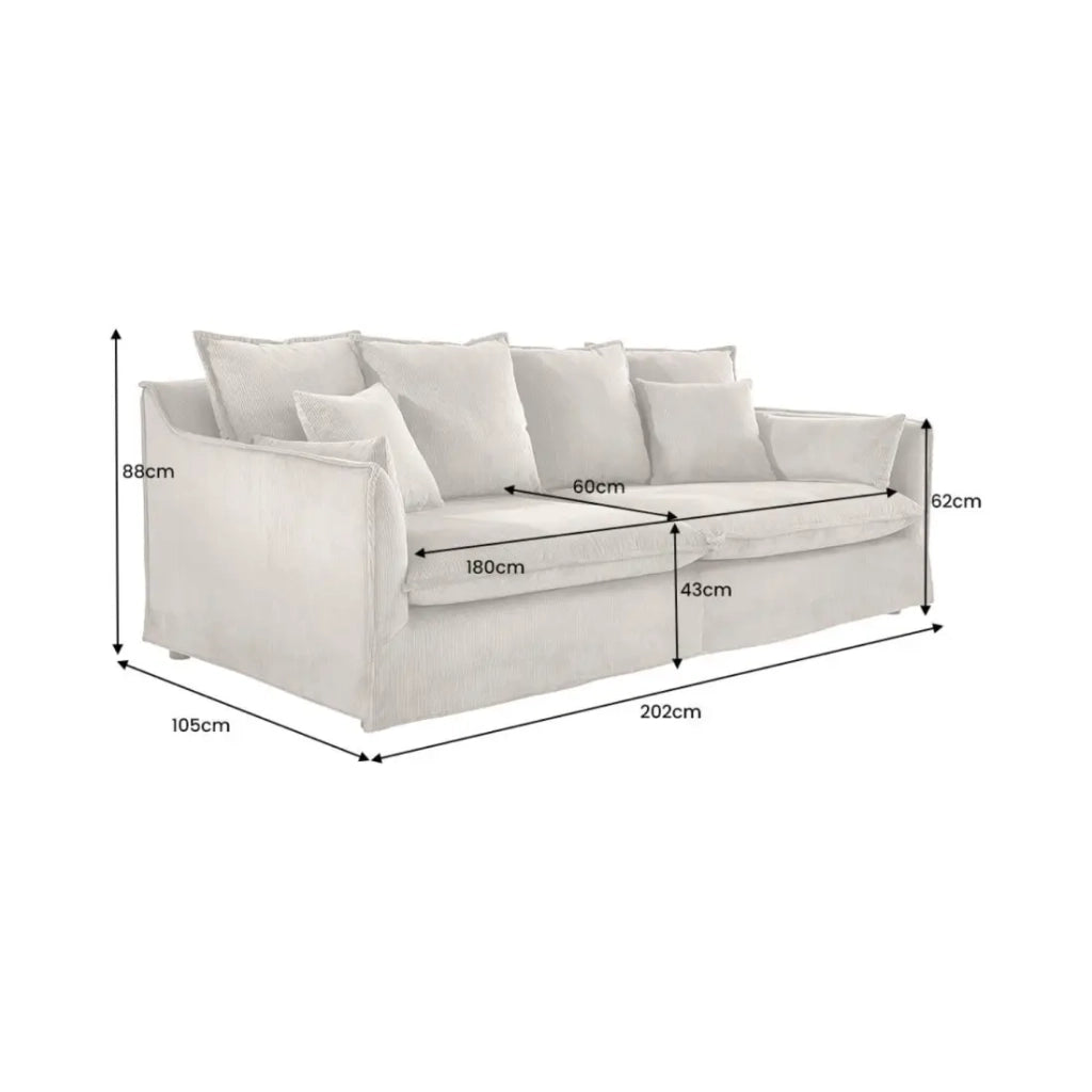 Divano dritto KALIA - Tessuto a costine beige grigio - 3 posti - Stile contemporaneo