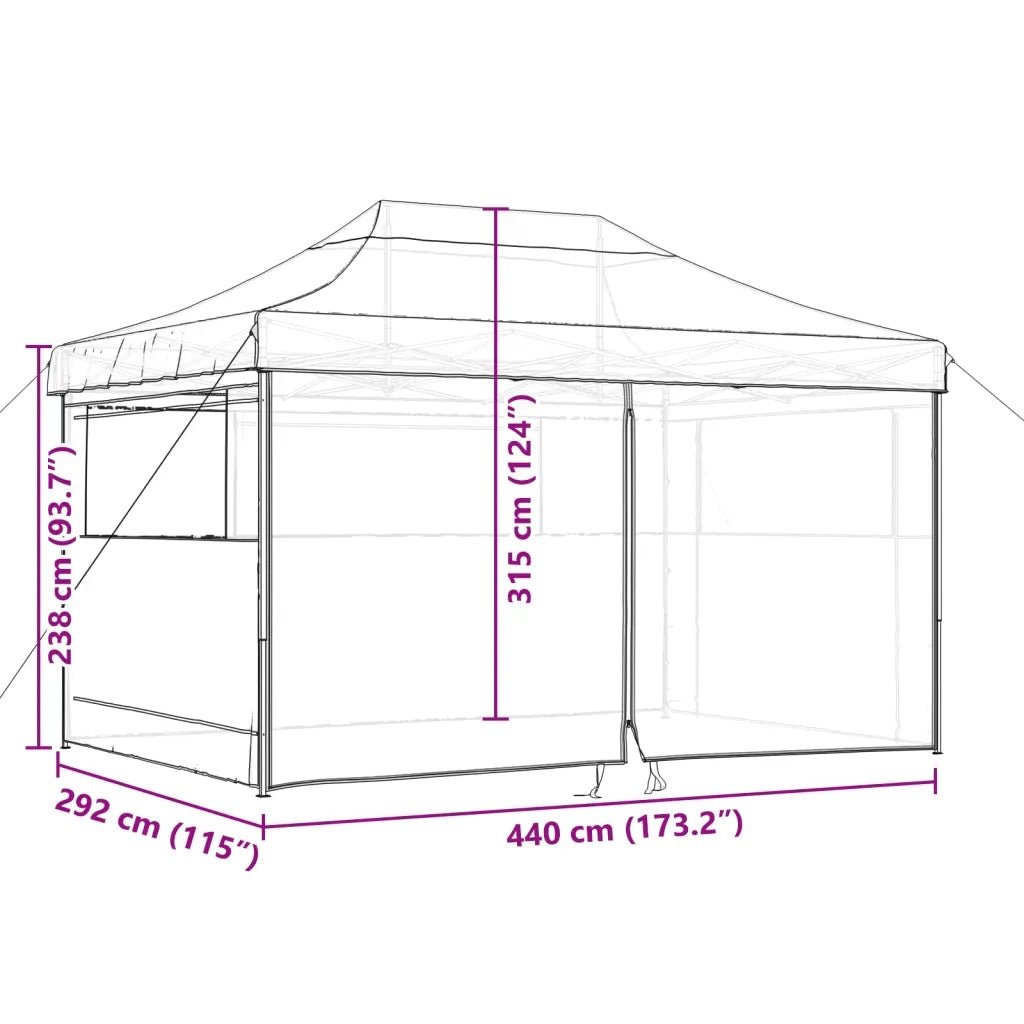 Tendone per Feste Pieghevole Pop-Up con 4 Pareti Marrone 4004980